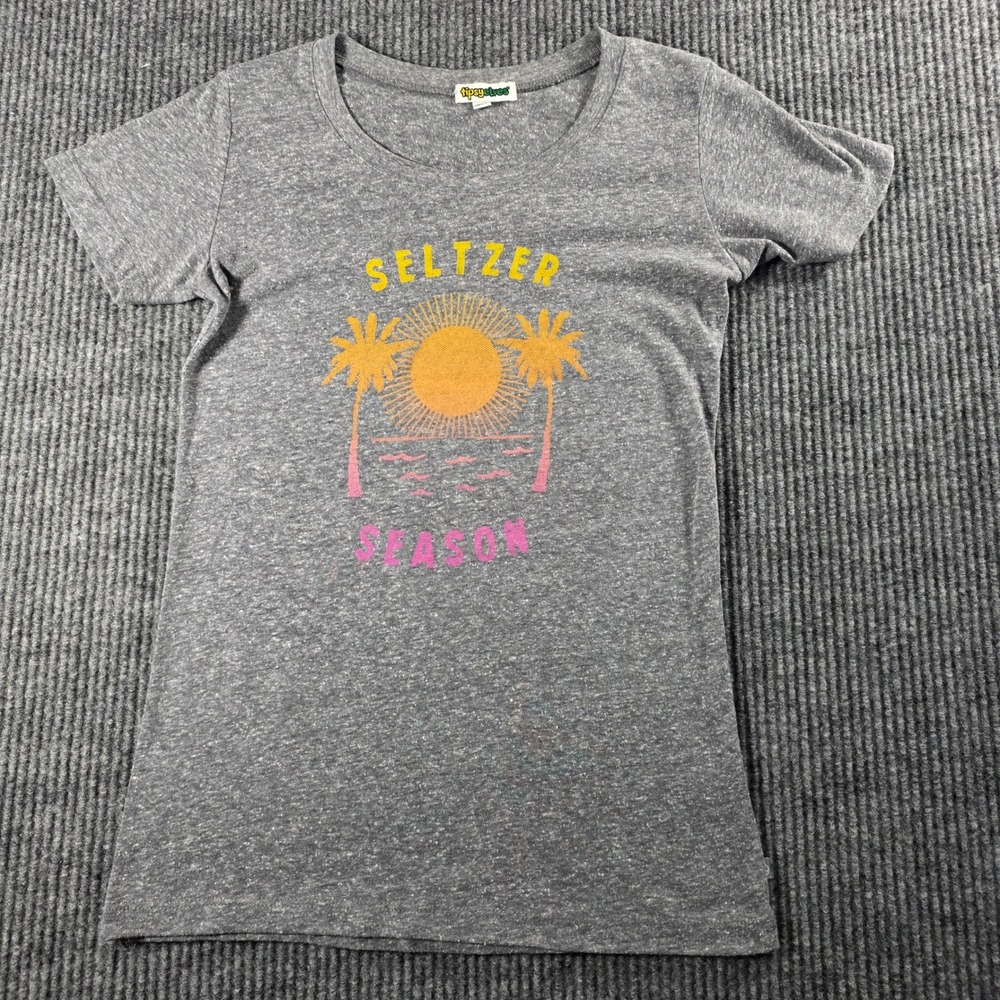Tipsy Elves Womens Seltzer Season Graphic T-Shirt Gray Heather Summer Small
